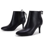 Load image into Gallery viewer, Womens Pointed Toe Heels Ankle Booties Kitten Stiletto Bowtie Strappy Fall Dress Boots Shoes
