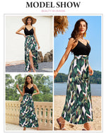 Load image into Gallery viewer, Newshows Summer Outfits Dresses for Women 2025 Beach Vacation Clothes Spaghetti Strap Casual Fall Wedding Guests Country Concert Outfits Long Elegant Classy Flowy Sundress(Black Floral Leaf, M)
