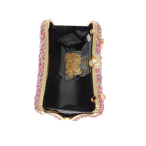 MAIRLOM Rhinestone Clutch Purses for Women Evening Wedding Formal - Pearl Clasp Handbag Crystal Gemstone Bag for Party Prom(Pink)