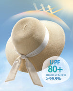 Load image into Gallery viewer, FURTALK Womens Beach Sun Straw Hat UV UPF 80+ Travel Foldable Brim Summer UV Hat
