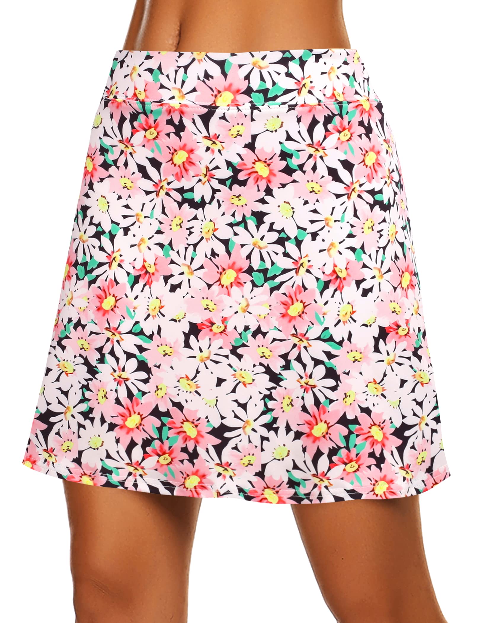 Ekouaer Women's Tennis Tkirts with Shorts High Waisted Athletic Golf Skorts Tennis Tkirts Printed Floral Small