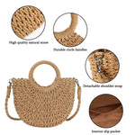 Load image into Gallery viewer, Youjaree Womens Small Straw Crossbody Handbag Handmade Woven Shoulder Bag Purse for Summer (Brown)
