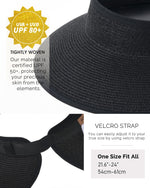 Load image into Gallery viewer, FURTALK Sun Visor Hats for Women Wide Brim Straw Ponytail Summer Beach Hat UV UPF Packable Foldable Travel Black
