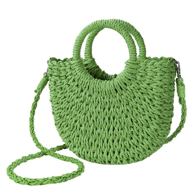 Womens Straw Beach Bag Woven Crossbody Shoulder Bags Top Handle Satchel Handbag Purse for Summer (Green)
