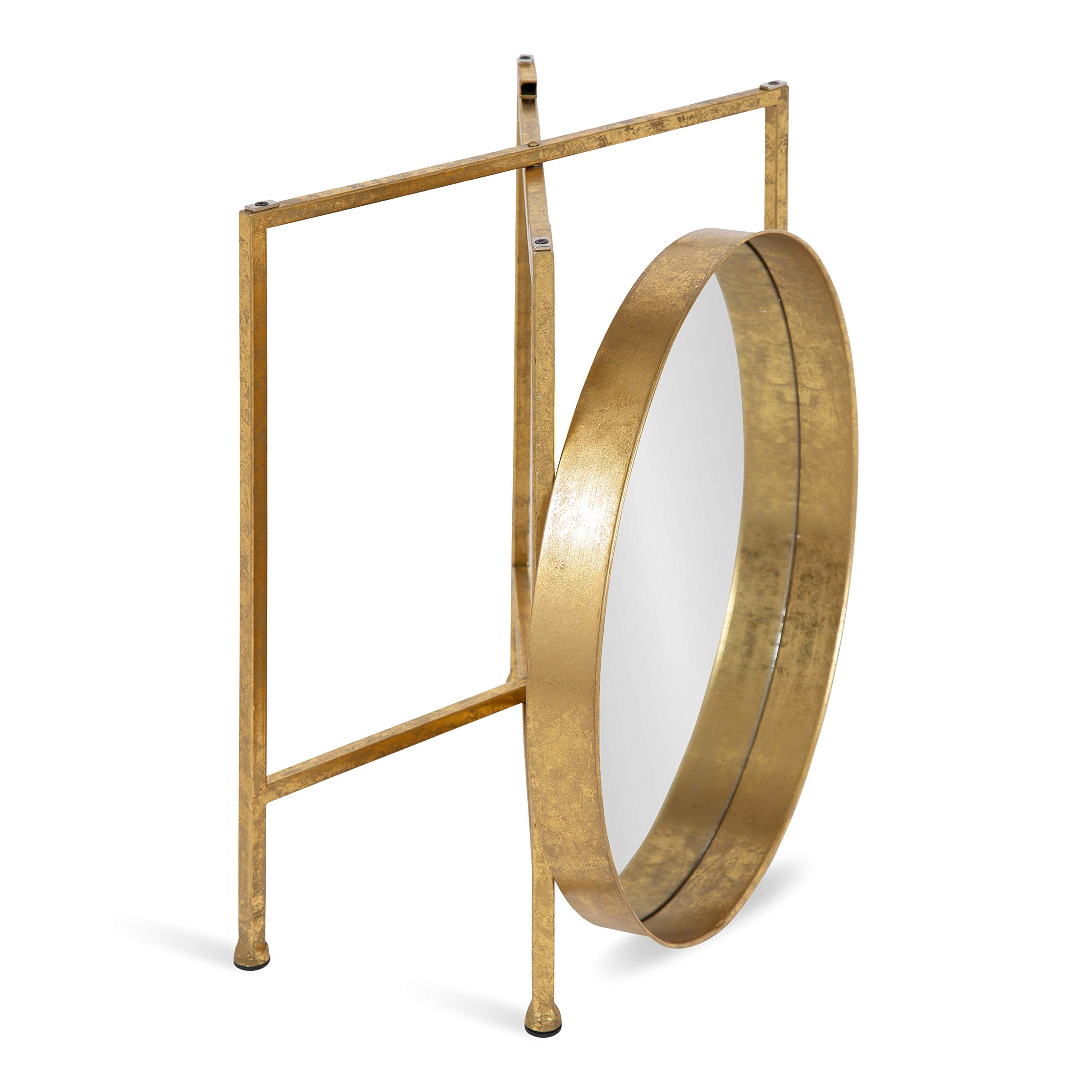 Kate and Laurel Celia Metal Foldable Round Accent Table, 18.25" x 18.25" x 22", Glass Surface and Gold Frame, Modern Minimalist Design and Detachable Magnetic Tabletop