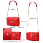 Load image into Gallery viewer, Chrysansmile Red Clutch Purses for Women Genuine Leather Crossbody Bags Fashion Quilted Womens Handbags with Chain
