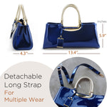 Load image into Gallery viewer, HOXIS Glossy Faux Patent Leather Structured Shoulder Handbag Women Evening Party Satchel (Navy)
