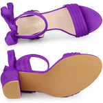 Load image into Gallery viewer, Allegra K Women Open Toe Ankle Tie Back Chunky Dark Purple Heel Sandals 7 M US
