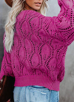 Load image into Gallery viewer, Dokotoo Women's Sweaters Long Sleeve V Neck Crochet Hollow Out Loose Fit Cute Pullover Knit Sweaters for Women 2025 Fall Trendy Casual Off The Shoulder Tops Rose Red
