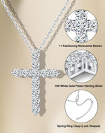 Load image into Gallery viewer, SugarTang Moissanite Cross Necklace for Women and Men, 14K/18K Gold Plated Sterling Silver Diamond Cross Necklaces (0.66cttw/0.94cttw,Silver/Gold)
