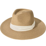 Load image into Gallery viewer, FURTALK Womens Mens Wide Brim Straw Panama Hat Fedora Summer Beach Sun Hat UPF Straw Hat for Women Khaki-Beige
