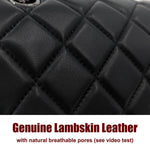 Load image into Gallery viewer, M-ioi-M Quilted Genuine Leather Crossbody Bags for Women, Soft Lambskin Adjustable Double Chain Strap Shoulder Bag, Medium Luxury Classic Designer Flap Purse, Trendy Lady Evening Handbag(Black,Medium)
