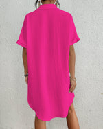 Load image into Gallery viewer, Bsubseach Women Swimsuit Coverup Shirt Dress Button Down Bathing Suit Cover Up Beachwear Hot Pink M
