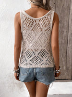Load image into Gallery viewer, COZYEASE Women's Crochet Tank Tops Knit Sweater Vest Hollow Out Sleeveless Cover Up Summer Boho Top Scoop Neck Pullover Khaki
