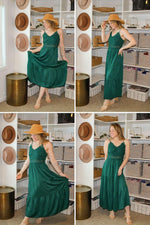 Load image into Gallery viewer, Dokuritu Womens Dresses Beach Crochet Lace Maxi Dress Summer Spaghetti Strap Long Wedding Guest Dresses for Women Vacation Outfits 2024(DarkGreen,M)
