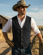 Load image into Gallery viewer, COOFANDY Men's Suede Leather Cowboy Vest Casual Western Wedding Vest Jacket Slim Fit Waistcoat
