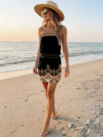 Load image into Gallery viewer, Womens Strapless Dress Off The Shlouder Floral Print Summer Fashion Backless Sexy Cover Up Beach Mini Sundress with Pocketss
