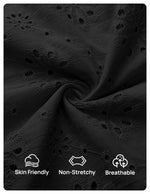Load image into Gallery viewer, ZESICA Women&#39;s Summer Short Puff Sleeve Shirts 2025 V Neck Casual Hollow Out Lace Embroidered Blouse Tops,Black,Medium
