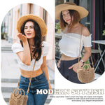 Load image into Gallery viewer, Oudain 6 Pcs Semi Circle Rattan Straw Bags Straw Purses for Women Summer Beach Tote Bags Hand Woven Cross Body Handbag

