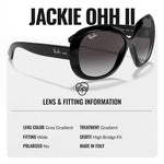 Load image into Gallery viewer, Ray-Ban RB4098 JACKIE OHH II Butterfly Shaped Non-Polarized Sunglasses for Women – Includes Official RAYBAN Eyewear Kit – Ideal Formal &amp; Casual Wear Sunglasses – Grey Gradient Lens
