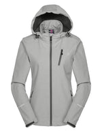 Load image into Gallery viewer, Little Donkey Andy Women's Softshell Jacket Ski Jacket with Removable Hood, Fleece Lined Light Gray Heather Size XS
