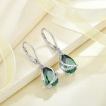 Load image into Gallery viewer, Rocayi May Birthstone Dangle Drop Earrings for Women 925 Sterling Silver Emerald Earrings Teardrop Leverback Jewelry Gifts for Wife Mother Her
