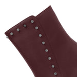 Load image into Gallery viewer, YODEKS Womens Ankle Boots Chunky Heel Short Ankle Booties Rivet Beaded Studded Pointed Toe 3.7 Inch High Block Heel Burgundy Boots Size 7.5
