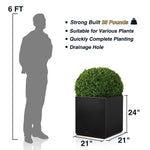 Load image into Gallery viewer, Wallowa Metallic Heavy Cube Planter Box, No Assemble, Seamless Large Square Planter for Trees, Plants and Flowers 21”Lx21”Wx24”H 35Pounds Black with Hand Brushed Gold Rim
