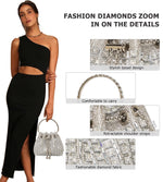Load image into Gallery viewer, Sweetovo Sparkly Diamond Evening Bag Clutch Purses for Women Rhinestone Purse Glitter Handbag for Party Prom Cocktail Wedding (Silver)
