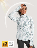 Load image into Gallery viewer, IECCP Women&#39;s Long Sleeve Sun Shirt UV Protection Workout Tops Lightweight UPF 50+ Golf Gym Hiking Shirts Outdoor Clothing (Black Interlaced Lines,M)
