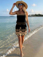 Load image into Gallery viewer, Womens Strapless Dress Off The Shlouder Floral Print Summer Fashion Backless Sexy Cover Up Beach Mini Sundress with Pocketss
