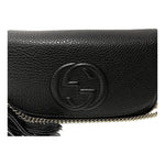 Load image into Gallery viewer, Gucci Soho Leather Flap Shoulder Bag Black Gold Tassel New Authentic
