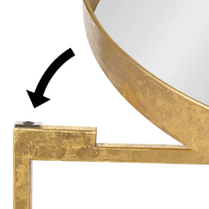 Kate and Laurel Celia Metal Foldable Round Accent Table, 18.25" x 18.25" x 22", Glass Surface and Gold Frame, Modern Minimalist Design and Detachable Magnetic Tabletop
