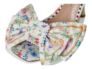 Betsey Johnson Women's Denly Heeled Sandal, Natural Ditsy, 8.5