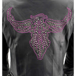 Load image into Gallery viewer, Milwaukee Leather MLL2570 Women's 'Phoenix Embroidered' Black and Purple Motorcycle Leather Jacket - X-Large
