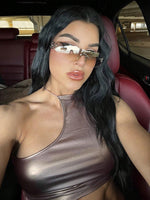 Load image into Gallery viewer, Rimless Y2k Sunglasses For Women Men Rectangle Vintage glasses Fashion Flame Metal Sunglass Frameless Retro Eyewear
