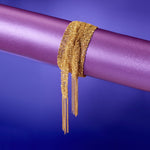 Load image into Gallery viewer, Ross-Simons Italian 18kt Gold Over Sterling Silver Mesh Tie Necklace. 32 inches
