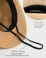 Load image into Gallery viewer, FURTALK Womens Mens Wide Brim Straw Panama Hat Fedora Summer Beach Sun Hat UPF Straw Hat for Women Khaki-Beige
