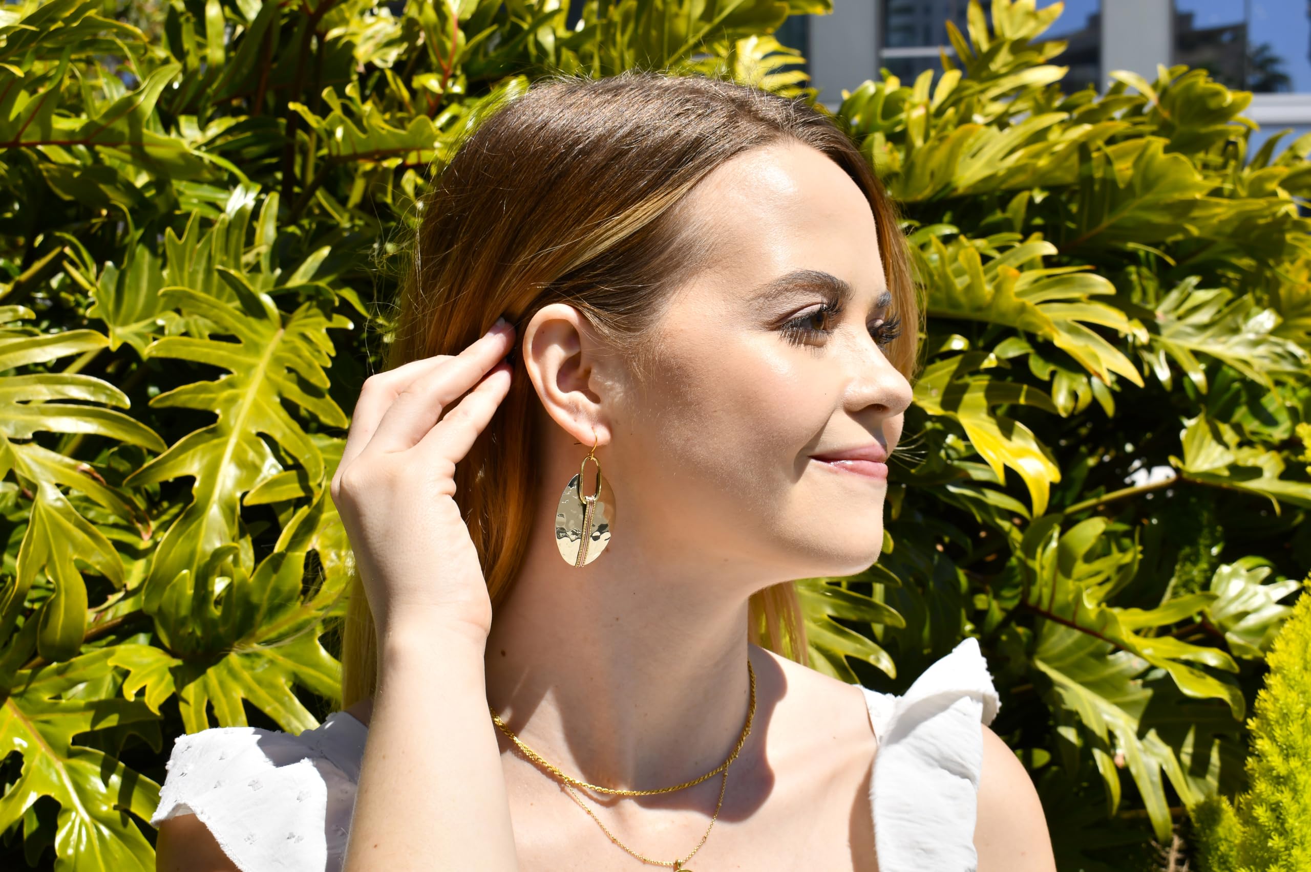SPUNKYsoul Boho Earrings for Women Gold Silver Copper Dangle Oval or Round Ethnic Trendy Western Hammered Handmade Jewelry (Silver Gold Copper)
