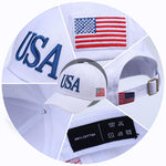 Load image into Gallery viewer, USA Trucker Hat for Men &amp; Women American Flag Cap Adjustable Baseball Cap Mesh Snap Patriotic 3D Embroidered Cap (White-Blue)
