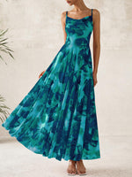 Load image into Gallery viewer, BTFBM Women Summer Floral Maxi Dresses Elegant Spaghetti Strap Dress Printed Party Dress Beach Long Dresses(Floral Lake Blue,Medium)
