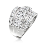 Load image into Gallery viewer, Ross-Simons 2.00 ct. t.w. Baguette and Round Diamond Multi-Row Ring in Sterling Silver. Size 5
