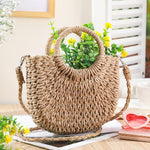 Load image into Gallery viewer, Oudain 6 Pcs Semi Circle Rattan Straw Bags Straw Purses for Women Summer Beach Tote Bags Hand Woven Cross Body Handbag
