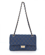Load image into Gallery viewer, M-ioi-M Quilted Denim Crossbody Bags for Women, Chain Strap Shoulder Bags, Classic Medium Double Flap Purse, Gold Hardware Tote Bags, Trendy Designer Retro Jean Purse, Everyday Handbags (Blue, Medium)

