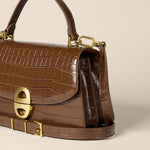 Load image into Gallery viewer, Amazon Essentials Women&#39;s Top Handle Handbag, Tan Faux Crocodile, One Size
