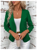 Load image into Gallery viewer, SweatyRocks Women&#39;s Polka Dots Lightweight 3/4 Sleeve Jackets Open Front Long Sleeve Elegant Jacket Outwear Dark Green X-Large
