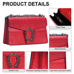 Load image into Gallery viewer, Aiqudou Leather Crossbody Bag Chain Purse for Women - Snake Print Shoulder Bag Luxury Evening Satchel Handbag Ladies Underarm Bag(Red)
