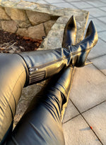 Load image into Gallery viewer, LISHAN Women's Sexy High Heels 4 Inches Faux Leather Solid Color Side Zipper Knee High Boots Comfy Party Shoes Black Size 13
