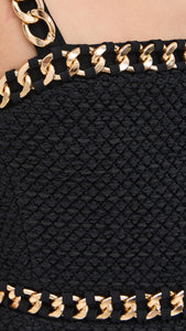 alice + olivia Women's Kelly Fitted Mini Dress with Chain Detail, Black, 14