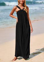 Load image into Gallery viewer, PRETTYGARDEN Womens 2025 Casual Long Summer Dresses Sleeveless Strappy Loose Flowy Beach Vacation Maxi Dress with Pockets (Black,Medium)
